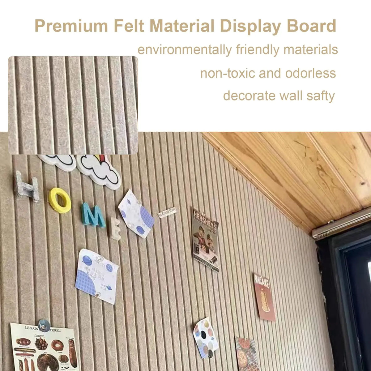 panneau feutre blanc rayures vertical moderne adhésif pliable école maison