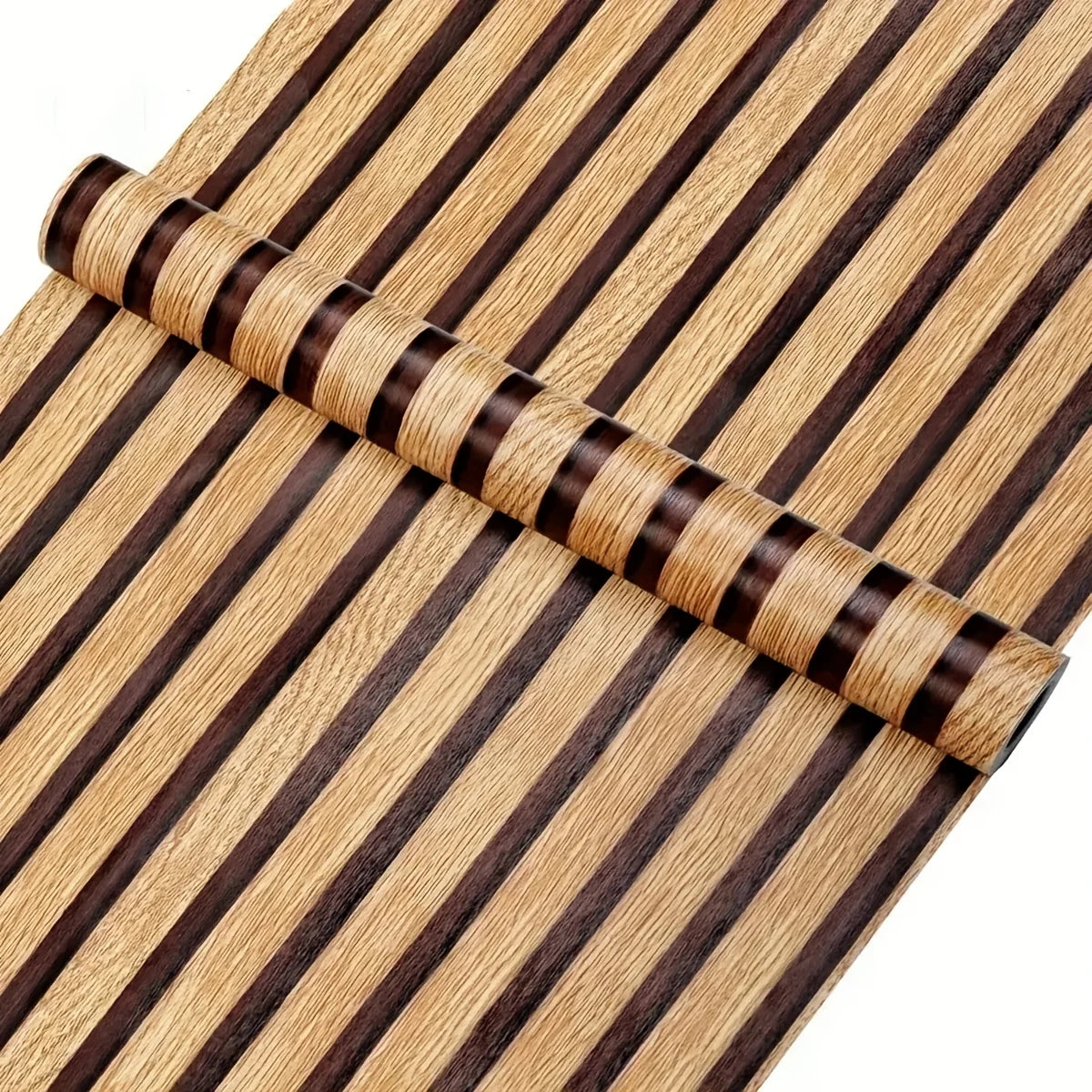 papier peint autocollant vinyle imperméable moderne rayures horizontales beige brun foncé résistant humidité anti