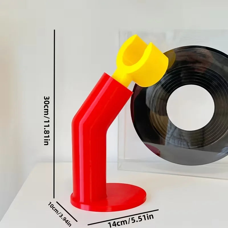 support casque audio porte livres moderne rouge jaune blanc minimaliste
