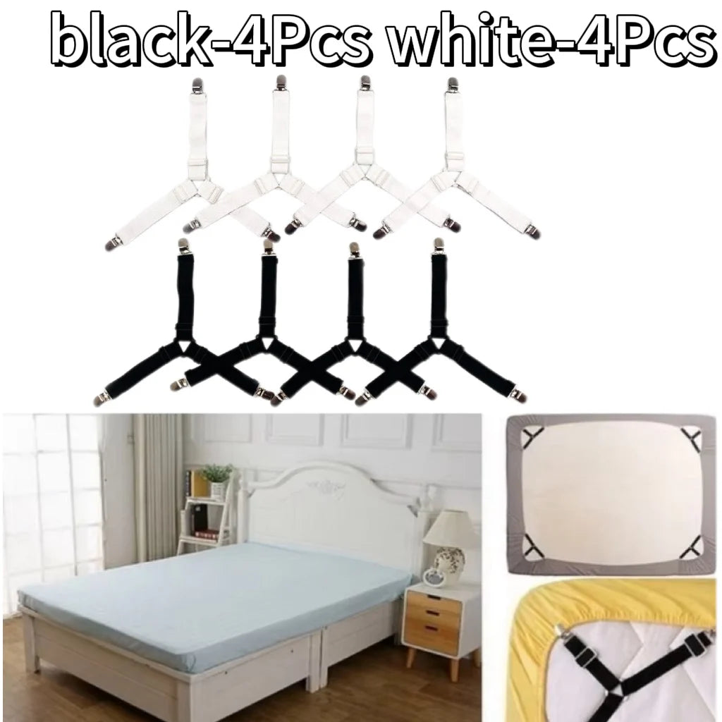 attaches drap lit clips élastiques noir blanc réglables anti tirage ignifuge polyester modernes