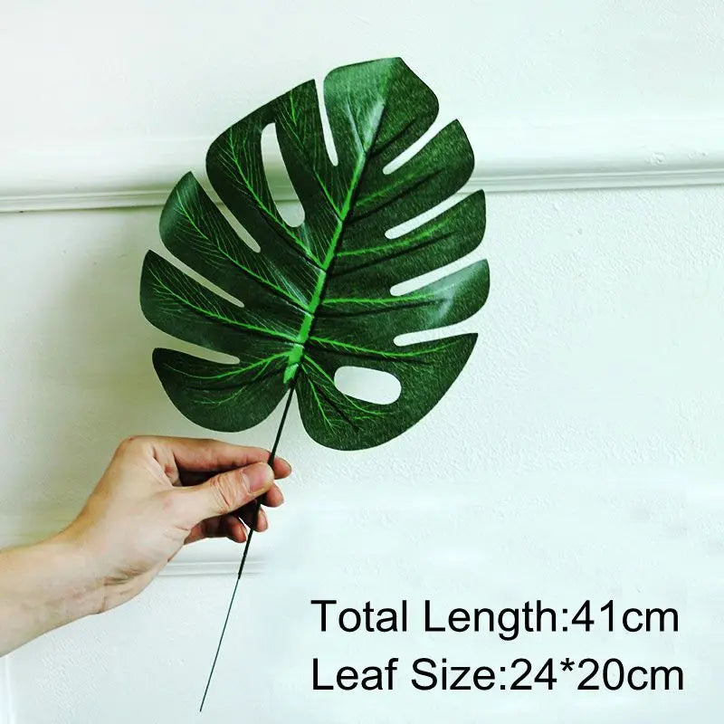 feuilles artificielles vertes tropicales moderne décoration extérieure anniversaire exposition photo fond faux plantes PVC