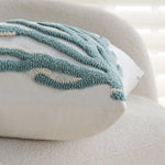 housse coussin carrée marin motif corail bleu 100% polyester blanc decoratif maison lit chaise