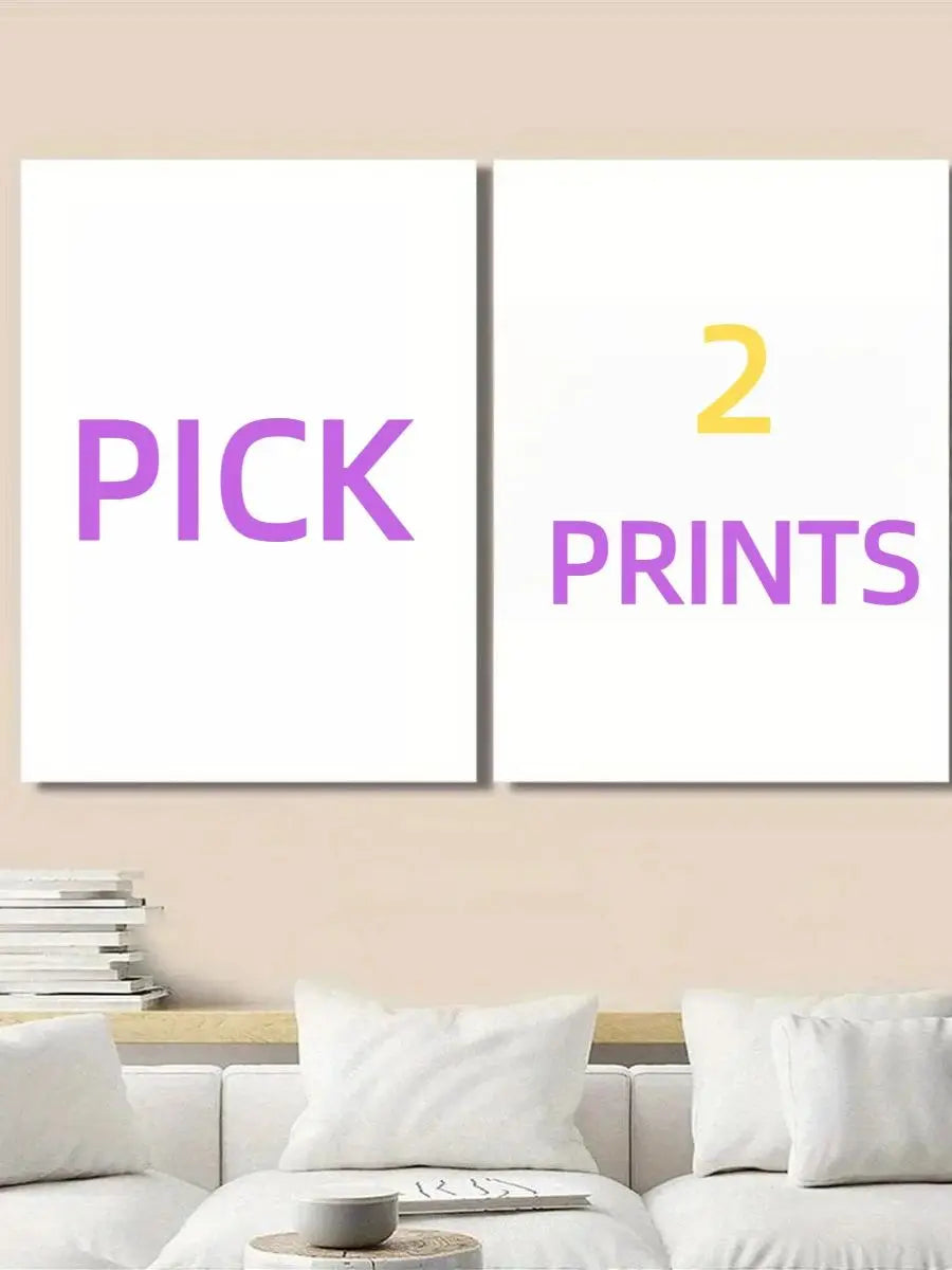 affiches personnalisées toile blanc violet jaune texte minimaliste cadre métallique decoration intérieure