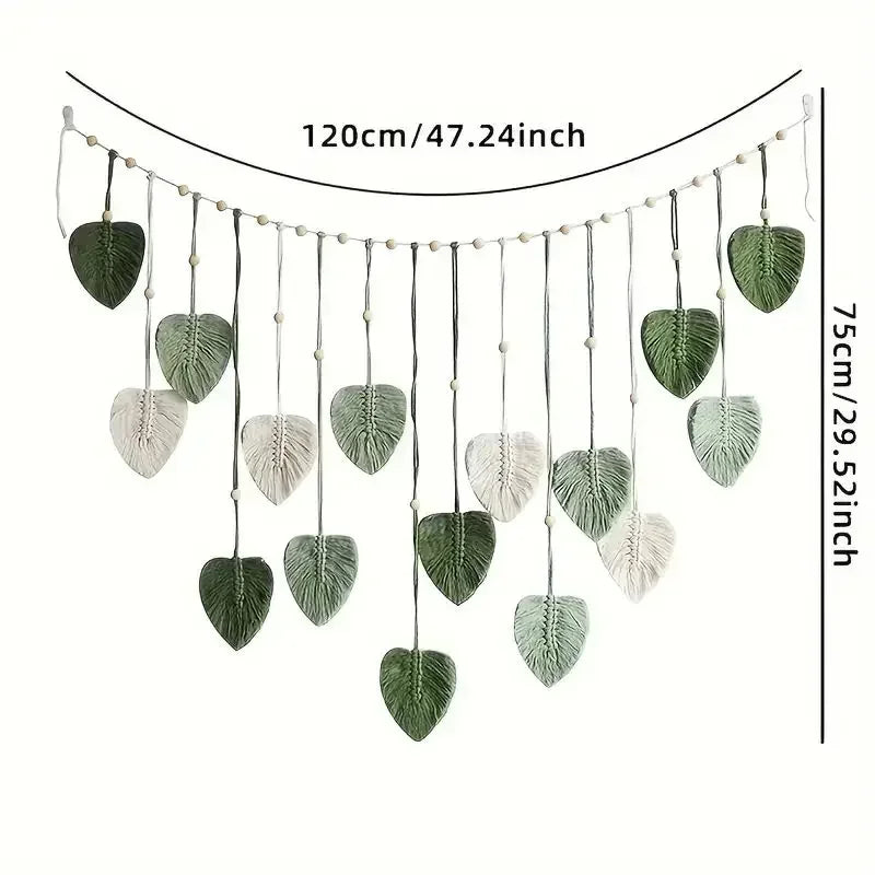 guirlande feuilles artificielles boho vert blanc marron naturelle clips cordons décoration murale salon chambre