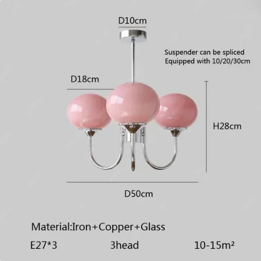 lustre moderne rose doré sphères brillantes opalescent semi encastré led