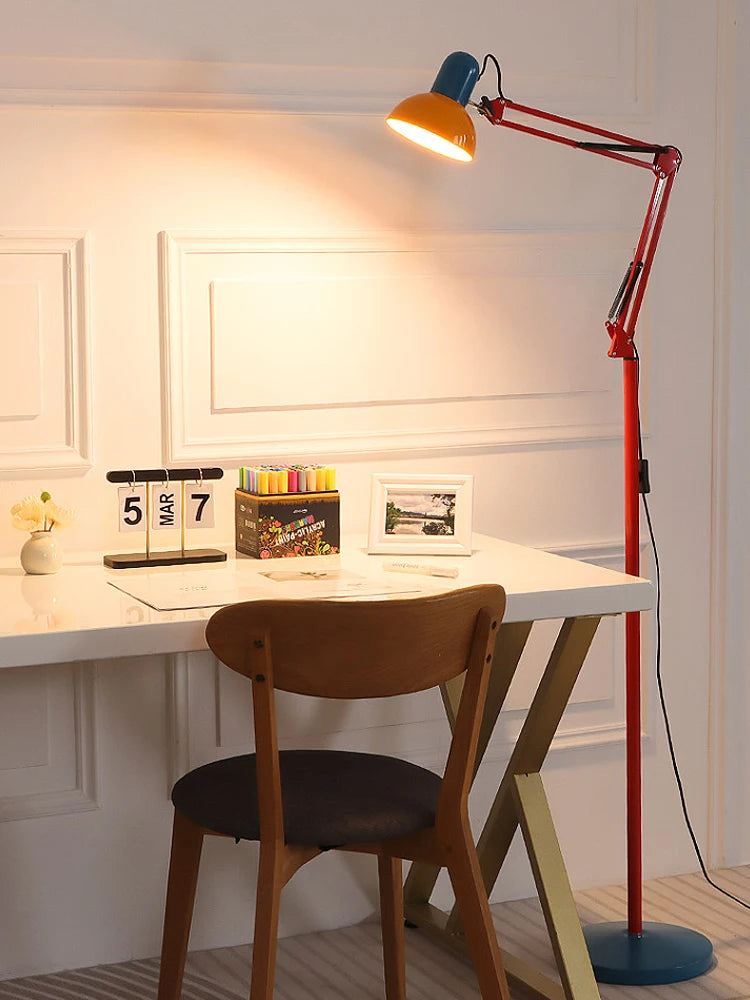 lampe sol led rouge bleu moderne industriel clips métalliquesTouchable Interrupteur Haut Bas couleurs changeables