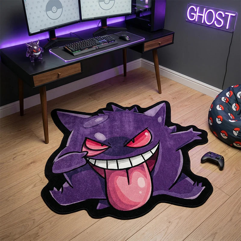 tapis violet dessin animé gengar souriant chambre enfant adulte antidérapant polyester