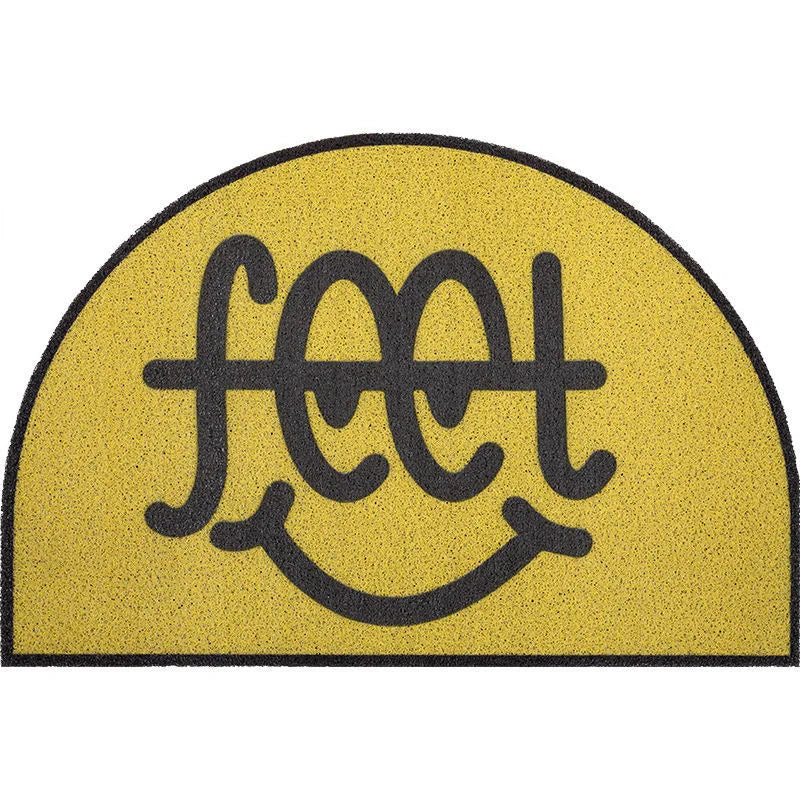 tapis moderne jaune violet gris imprimé smiley lucky day feet salon entrée imperméable