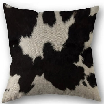 housses coussins carrés motif tacheté noir blanc rustique fixation 45x45cm 50x50cm