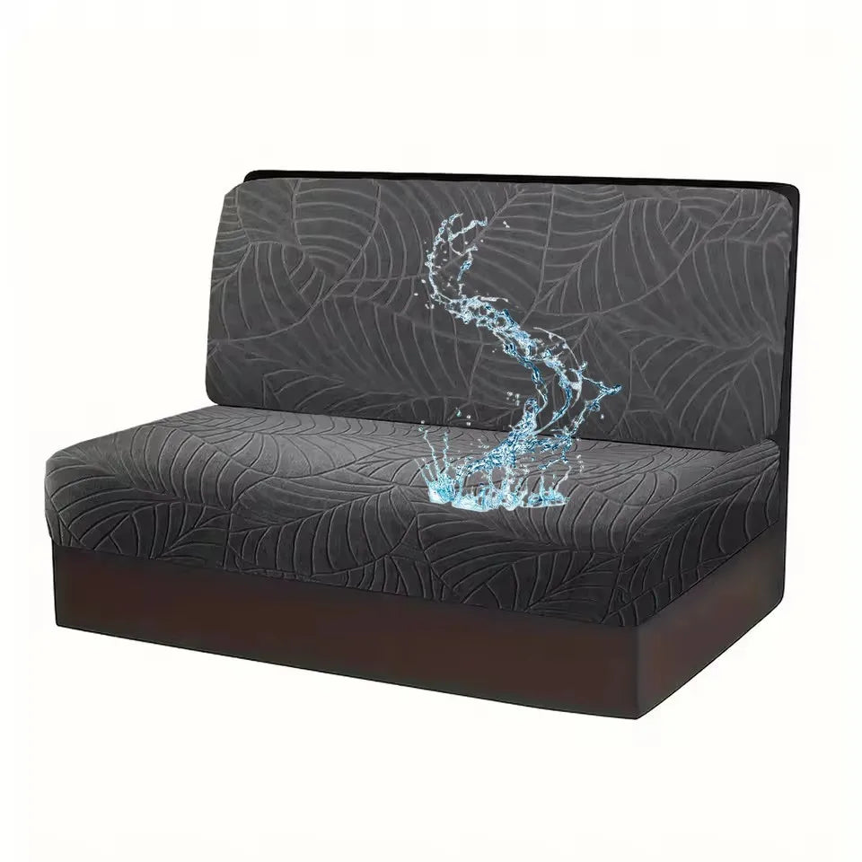 housses canapé rectangulaire jacquard motif feuilles extensibles modernes lavage machine vert noir gris marron