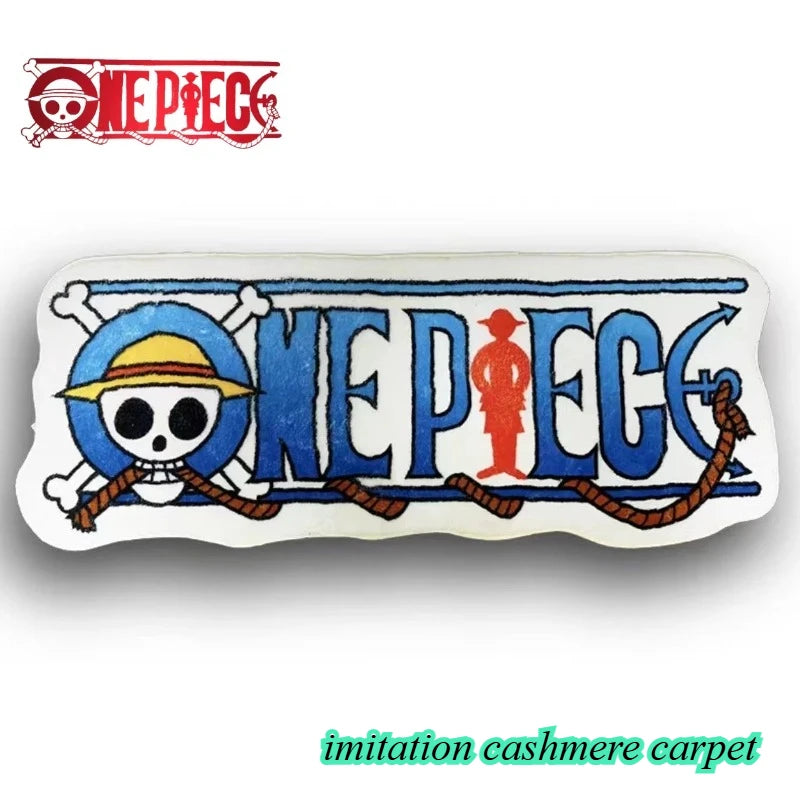 tapis dessin animé one piece blanc bleu rouge noir pirate imitation cashmere