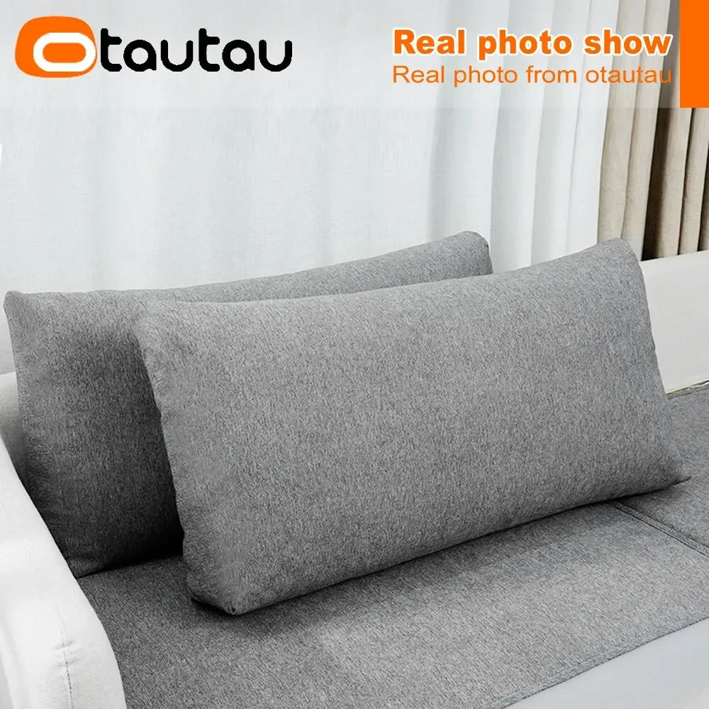 coussin gris texture lin moderne fixation double épaisseur maison lit