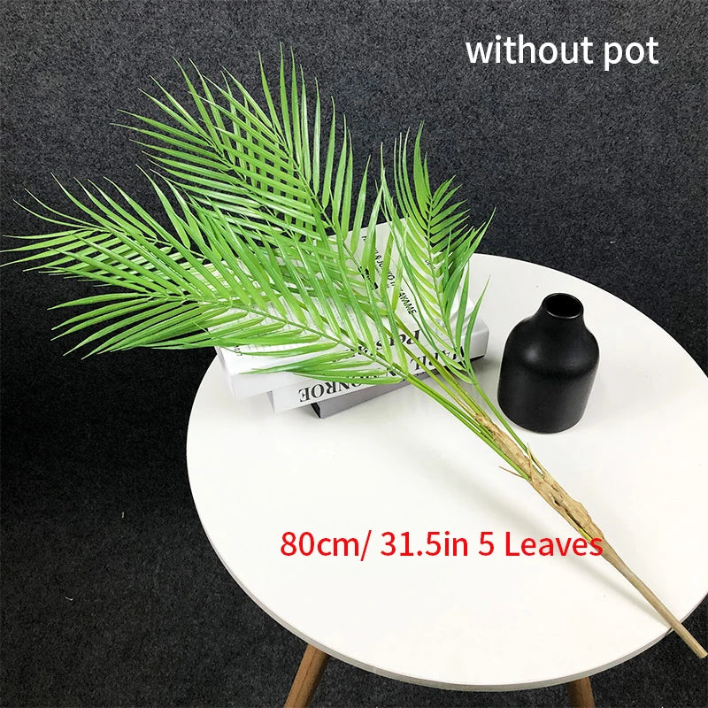 plantes artificielles vertes modernes feuilles fines extérieures decoration jardin tronc palmier faux 90cm 98cm