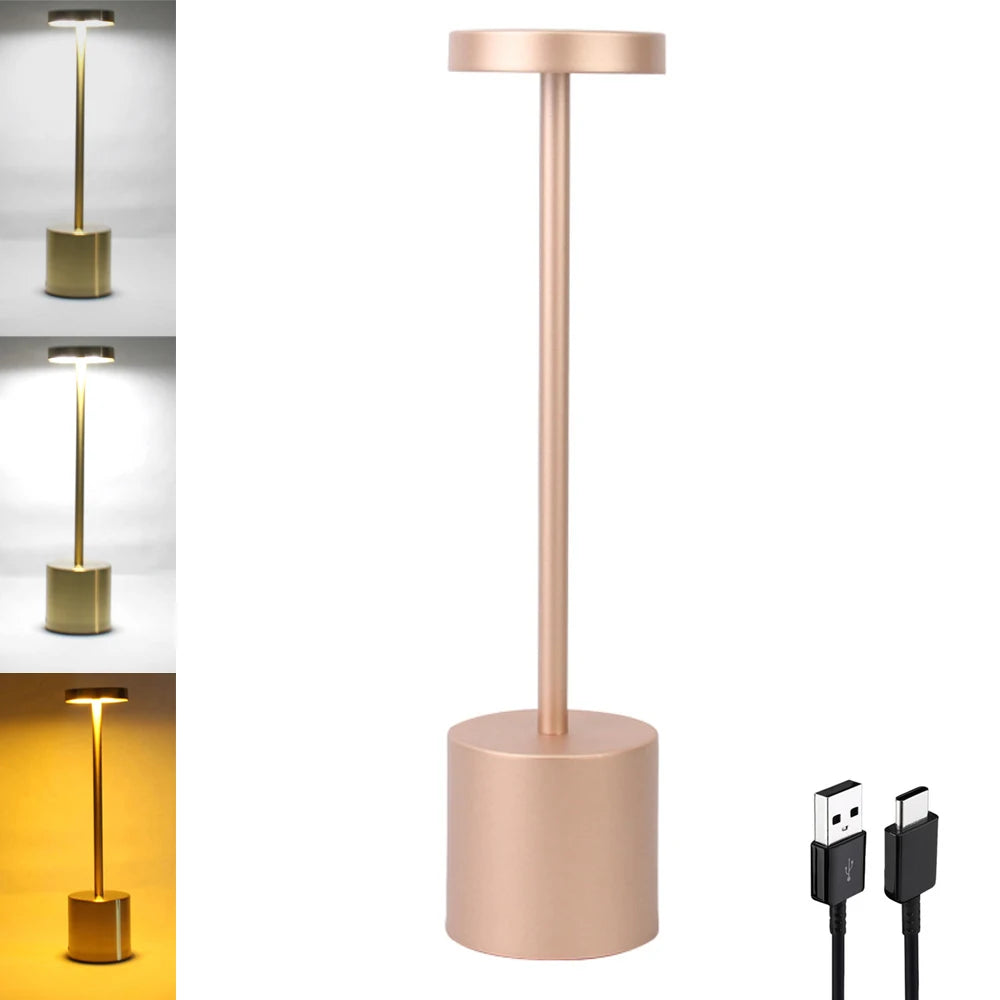 lampe table rechargeable led moderne noir doré argenté tactile gradée chambre salon
