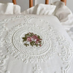 housse coussin brodée motif floral vintage blanc polyester coton confortable lit 45x45 30x50