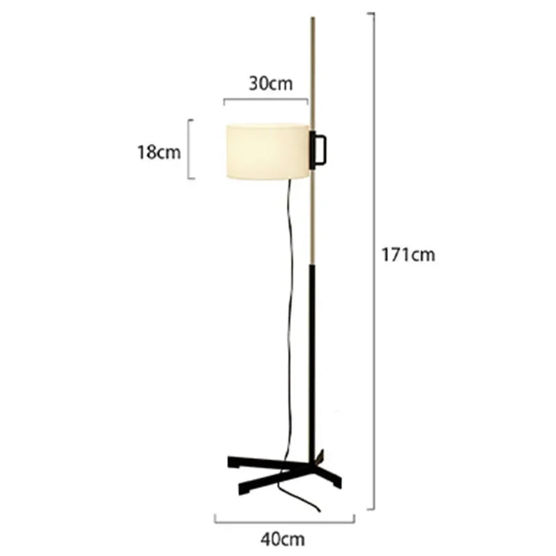 lampe sol moderne noir blanche tissu réglable led 6000k 3000k 170cm