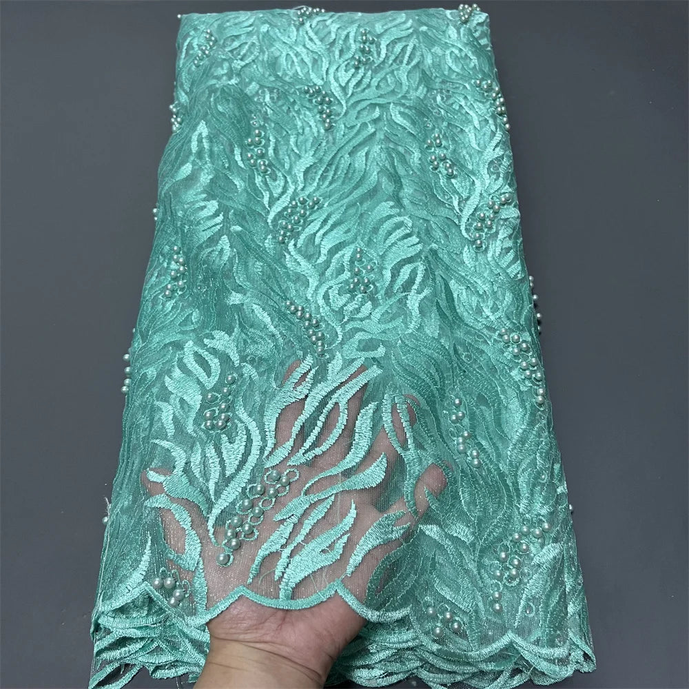 tissu brodé sequins motifs floraux polyester coton occasion mariage robe cérémonie bleu rose blanc
