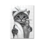 affiche moderne toile imprimée chats humoristiques salle bains toilettes décoration mur sans cadre