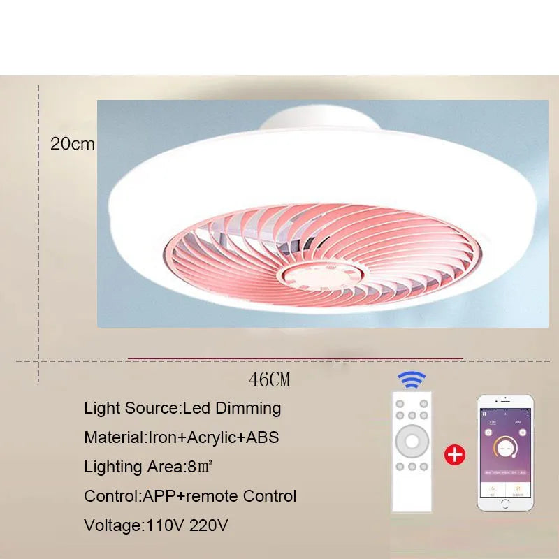 ventilateur lampe led moderne télécommande application mobile 220v certifié ul cqc vde gs