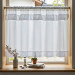 rideau blanc rayures fines polyester translucide classique cuisine 180x60cm
