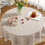 nappe table moderne 50x50cm 90x90cm rayures diagonales franges beige jaune rose bleuclair festive