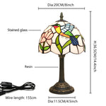 lampe table tiffany multicolore oiseau stylisé verre teinté interrupteur bouton poussoir 220v 155cm