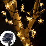 guirlandes lumineuses solaires led fleurs cerisier blanc multicolore extérieures imperméables
