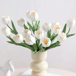 décoration intérieure moderne bouquet tulipes artificielles blanc vert 39cm mariage maison