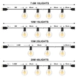 guirlande lumineuse vintage 7w transparente dorée ip44 10l clips câbles noirsextérieur rétro