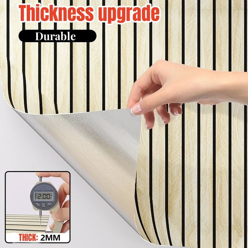 papier peint vinyle moderne rayures noires fond beige autocollant cuisine chambre salon