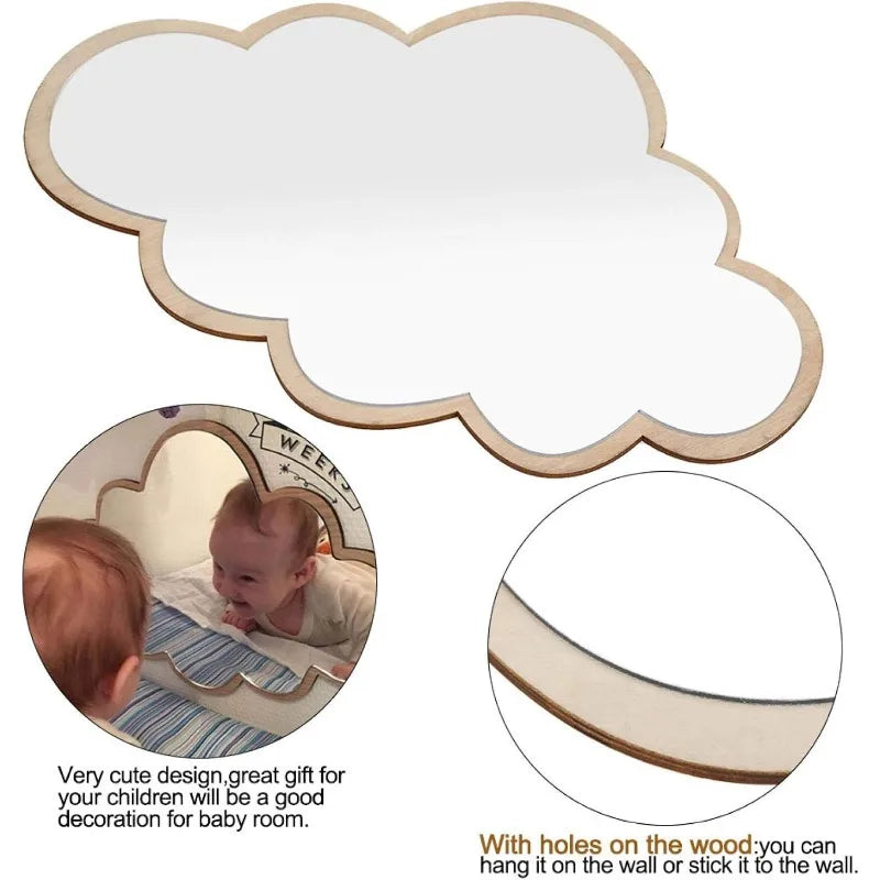 miroir decoratif nuage bois blanc minimaliste moderne chambre enfants deco mur