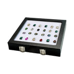 boîte bijoux noir classique clips acier inoxydable taille hinged organizer transparent white lining