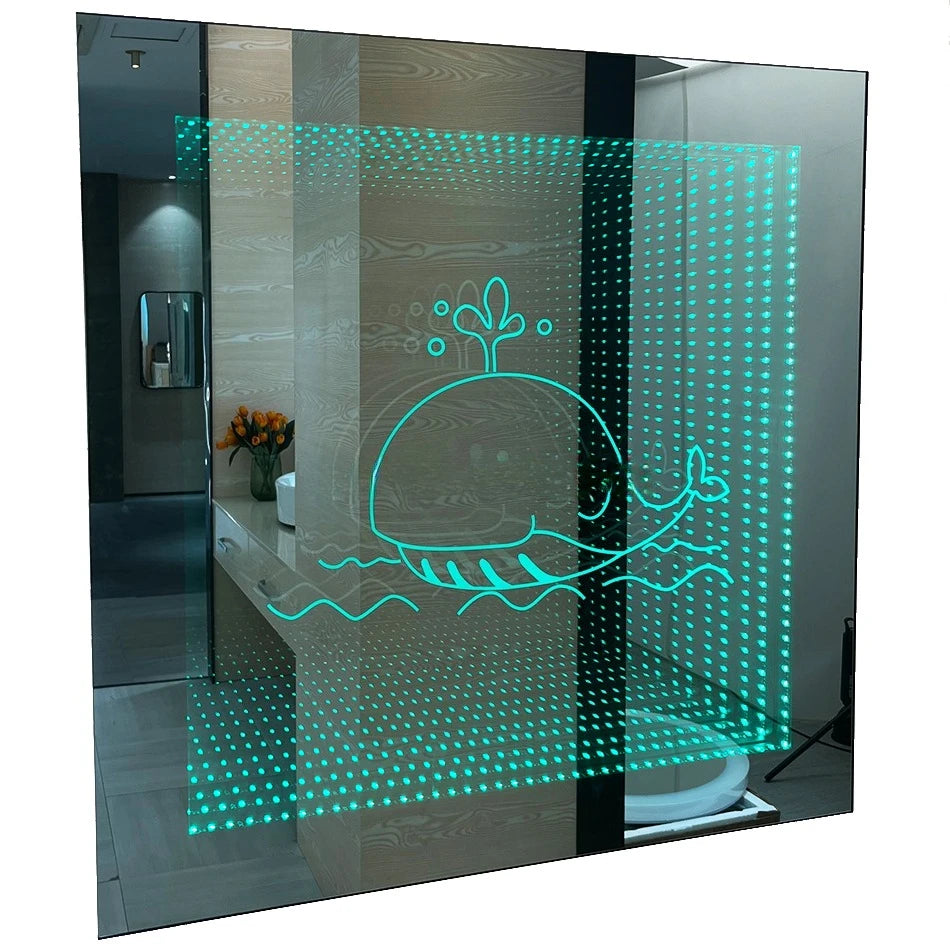 panneau décoratif moderne baleine vagues transparent chambre salle bain déco murale métal led