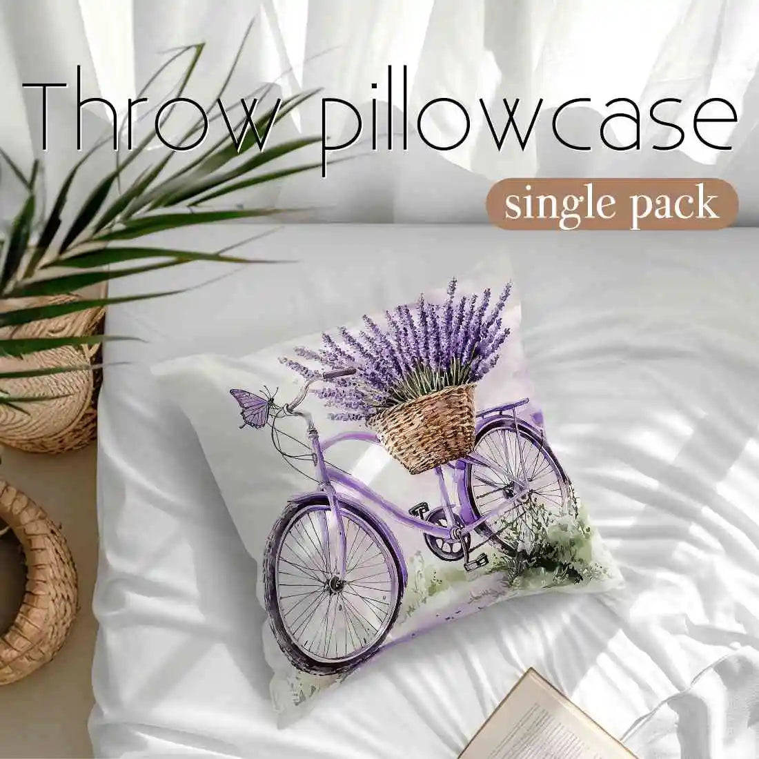taies d'oreiller décoratives violettes fleurs papillons vintage maison hospitalière polyester peachskin