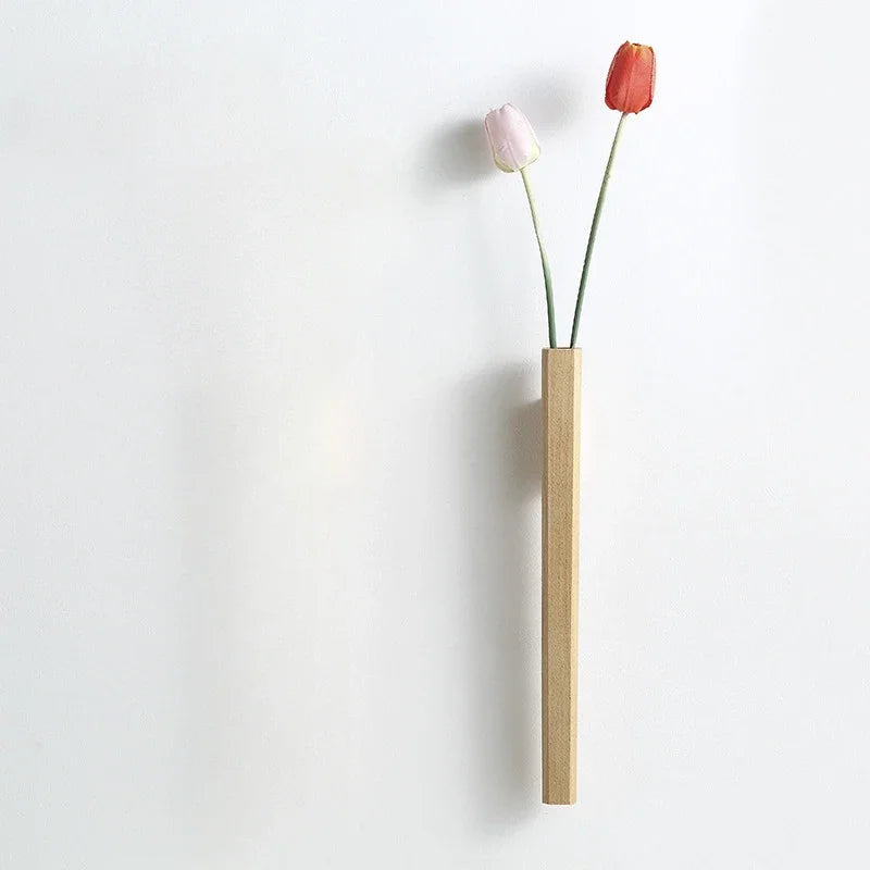 vases muraux bois naturel minimaliste modernes japonais fleurs plantes fixation murale
