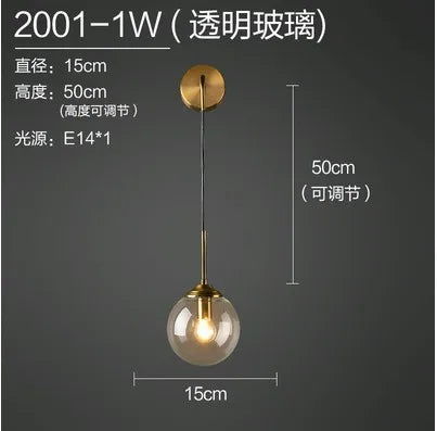 lampe murale or transparent moderne fixation verre led salon couloir