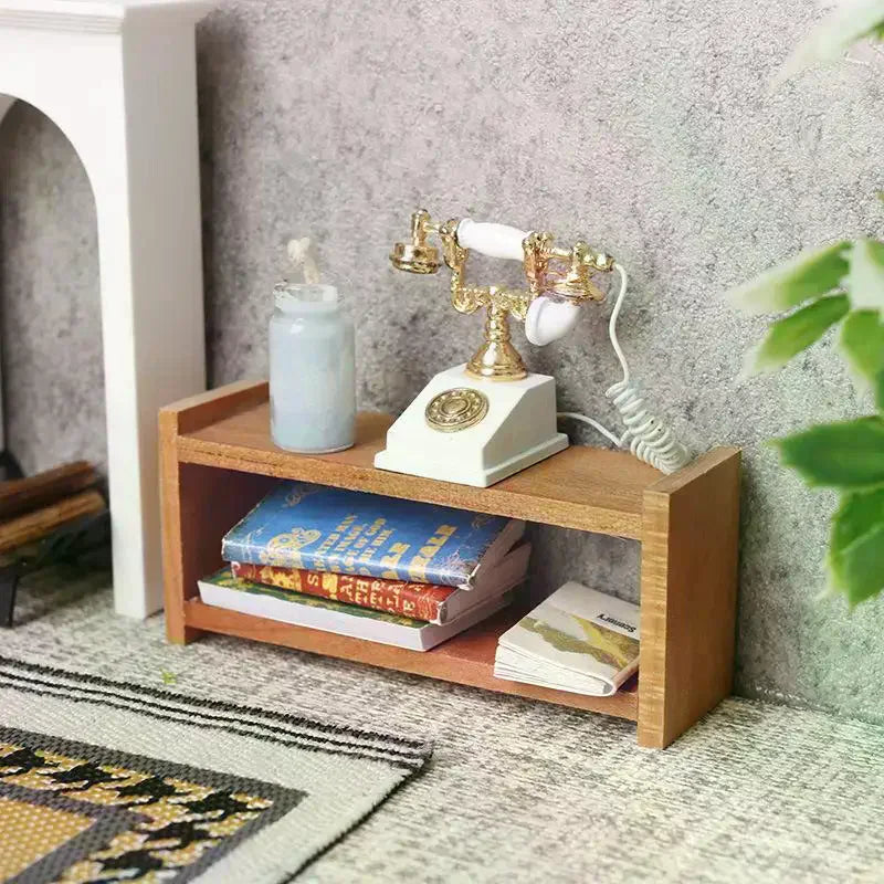 étagère bois naturel moderne accessoires poupée 1/12 décoration intérieure imitation jouets rangement miniature