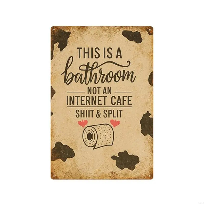 plaque décorative vintage humour texte grunge coeurs toilette blanc brun rouge