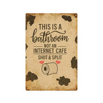 plaque décorative vintage humour texte grunge coeurs toilette blanc brun rouge