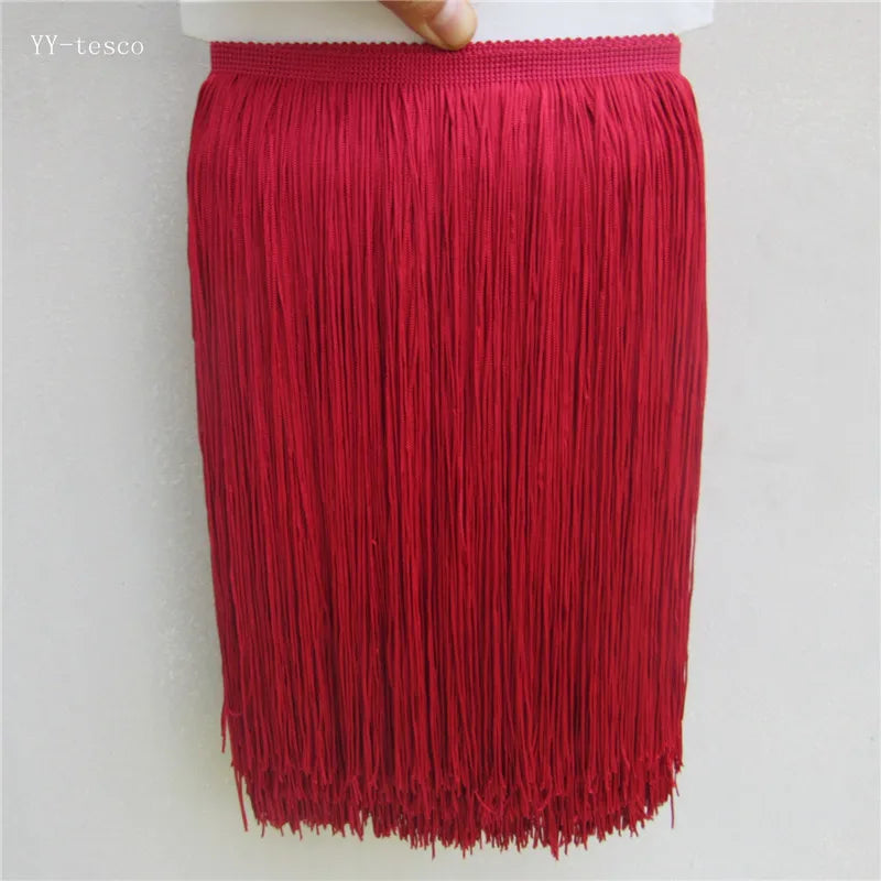 franges polyester orange rayées 30cm long 5mètres rideau décoration vêtement textile moderne