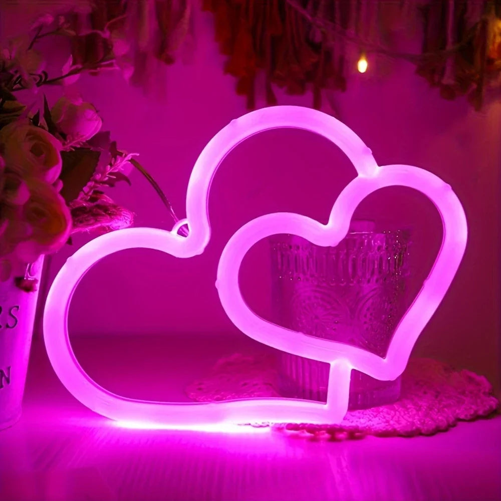 lampe led cœur blanc rose jaune verte bleue moderne rechargeable usb 21cm 15.5cm