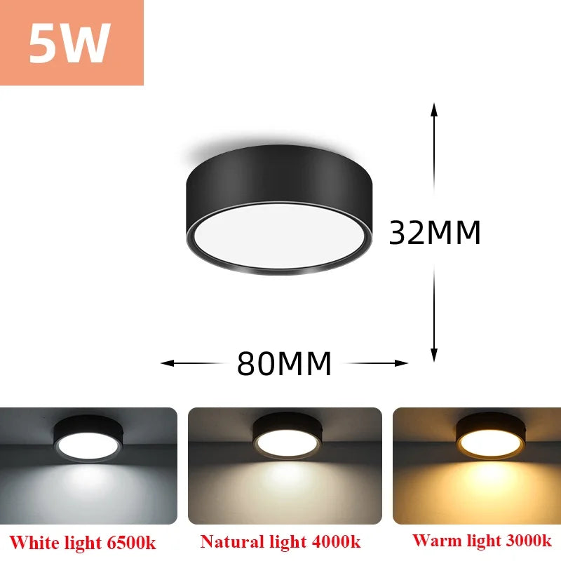 Lampe led downlight 3w 5w 10w 15w 25w blanc noir moderne minimaliste montage