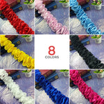 ruban plissé satiné largeur 9cm polyester opaque rouge rose bleu noir jaune bleuclair blanc