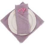 lot serviettes table coton rose franges ruban décorations mariage fête table rustique moderne