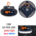 lampe camping rechargeable led bleu marron texture cuir moderne clips indicateur batterie