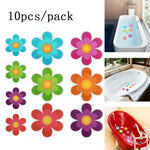 sticker anti dérapants fleurs modernes salle bain bleu vert orange rose violet éco responsable