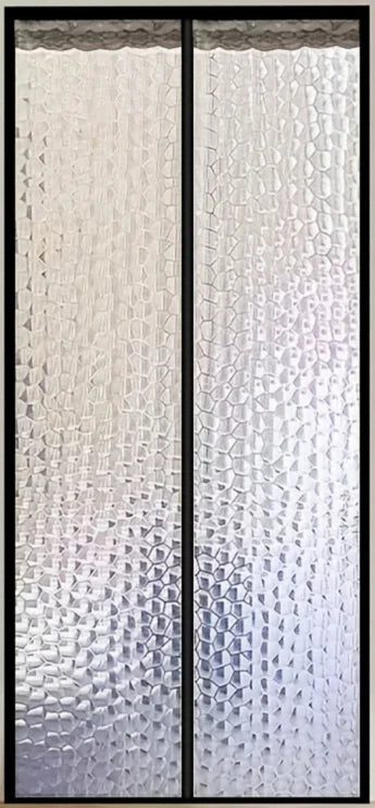 rideau porte blanc translucide texture gouttes d'eau moderne isolation thermique anti fumée hiver