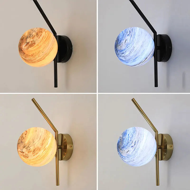 lampe murale moderne marbrée verre noir doré chambre cuisine minimaliste