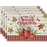 serviettes table noël flocons arbre bonhomme merry christmas let it snow gris rouge vert