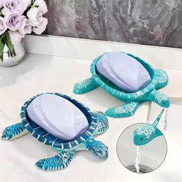 porte savon tortue bleu turquoise texturé relief écailles salle bains décoration marine 16cm 13cm